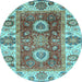 Round Machine Washable Abstract Light Blue Modern Rug, wshabs3717lblu