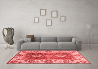 Machine Washable Abstract Red Modern Rug, wshabs3717red