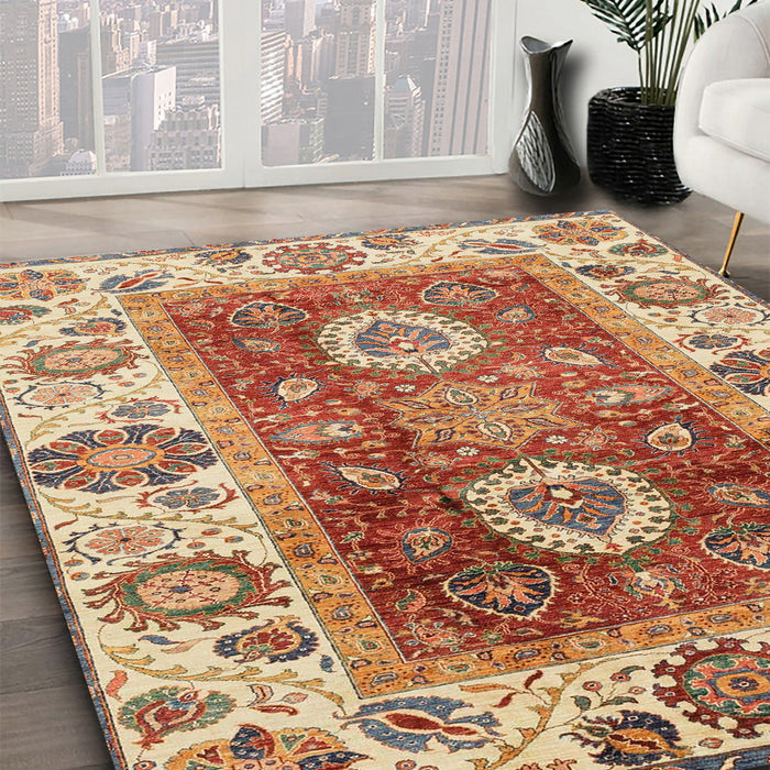 Abstract Yellow Modern Rug in Family Room, abs3717