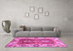 Machine Washable Abstract Pink Modern Rug in a Living Room, wshabs3717pnk