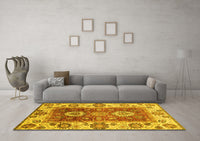 Machine Washable Abstract Yellow Modern Rug, wshabs3717yw