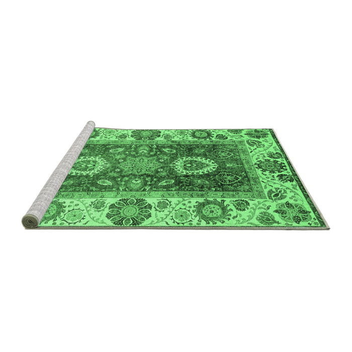 Sideview of Machine Washable Abstract Emerald Green Modern Area Rugs, wshabs3717emgrn