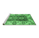 Sideview of Machine Washable Abstract Emerald Green Modern Area Rugs, wshabs3717emgrn