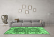 Machine Washable Abstract Emerald Green Modern Area Rugs in a Living Room,, wshabs3717emgrn