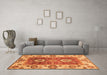 Machine Washable Abstract Orange Modern Area Rugs in a Living Room, wshabs3717org