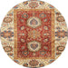 Round Abstract Yellow Modern Rug, abs3717