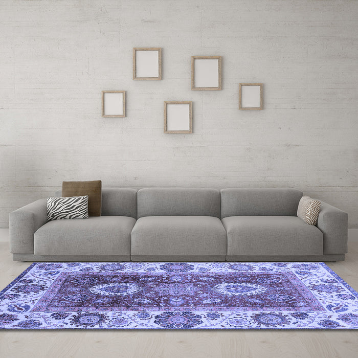 Machine Washable Abstract Blue Modern Rug in a Living Room, wshabs3717blu