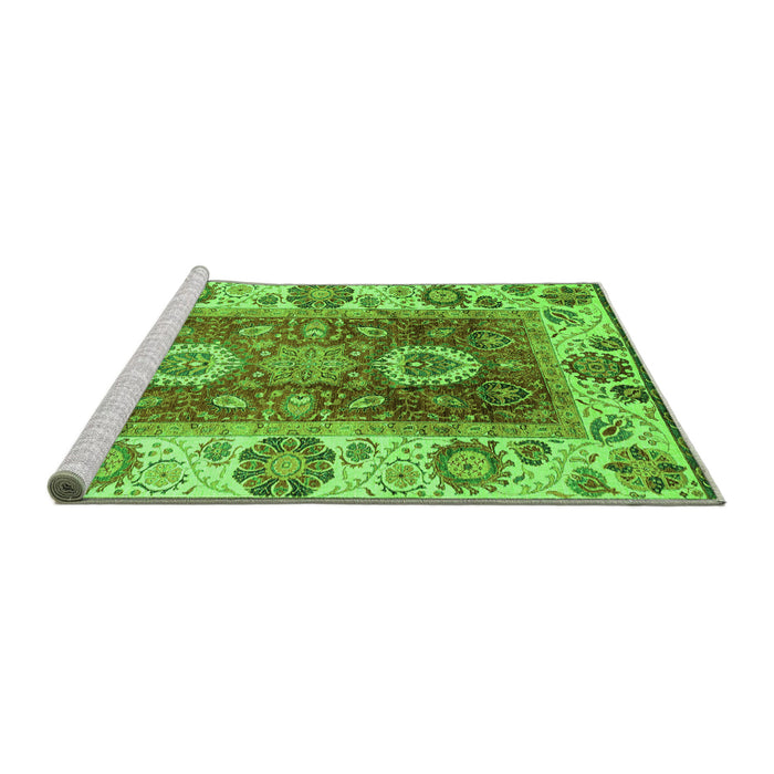 Sideview of Machine Washable Abstract Green Modern Area Rugs, wshabs3717grn