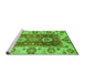 Sideview of Machine Washable Abstract Green Modern Area Rugs, wshabs3717grn