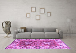 Machine Washable Abstract Purple Modern Area Rugs in a Living Room, wshabs3717pur