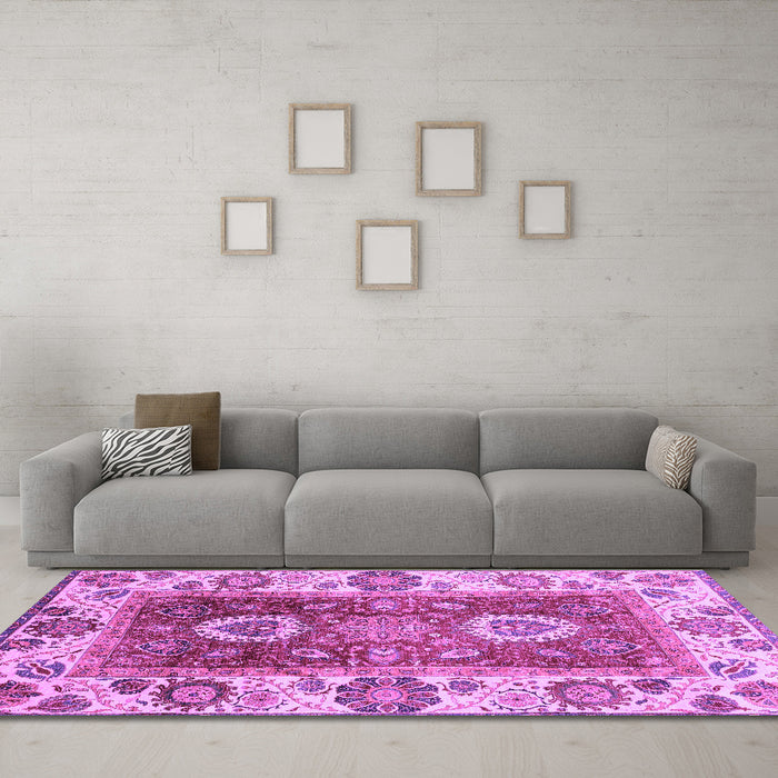 Machine Washable Abstract Purple Modern Area Rugs in a Living Room, wshabs3717pur