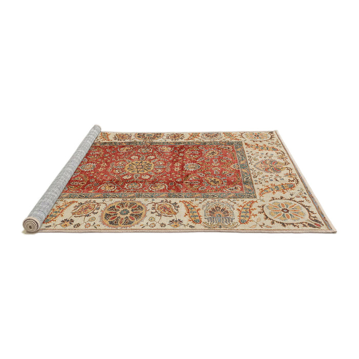 Sideview of Machine Washable Abstract Red Rug, wshabs3718