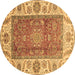 Round Machine Washable Abstract Brown Modern Rug, wshabs3718brn