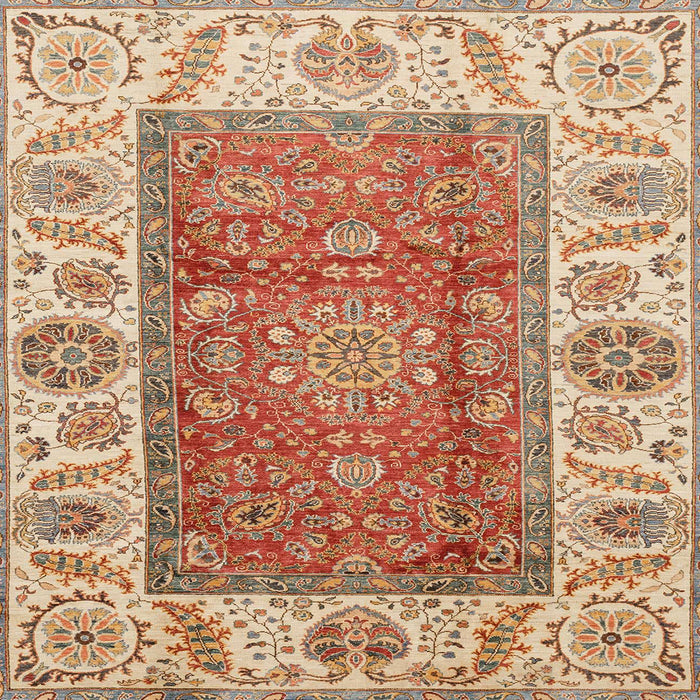 Square Machine Washable Abstract Red Rug, wshabs3718