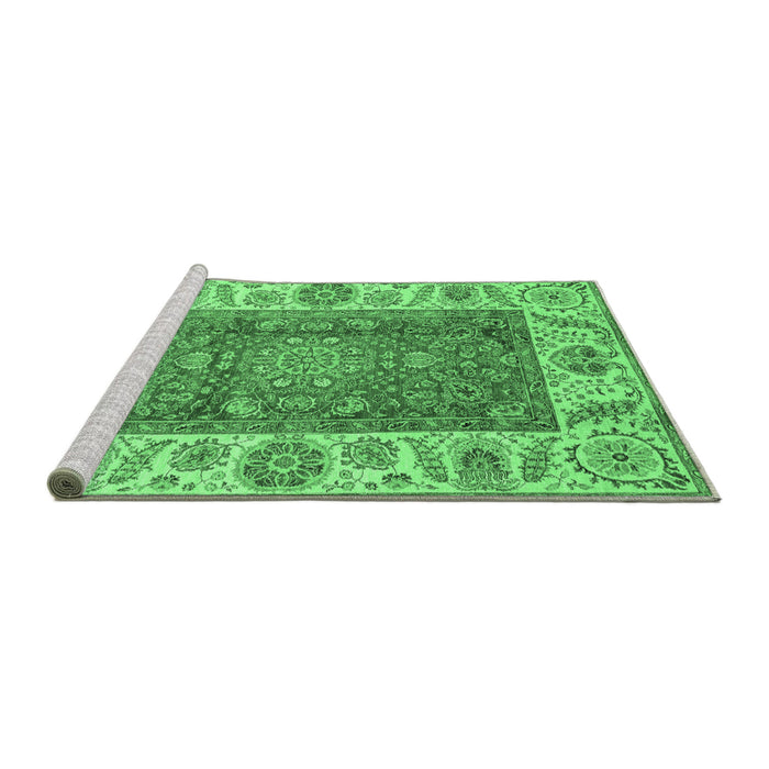 Sideview of Machine Washable Abstract Emerald Green Modern Area Rugs, wshabs3718emgrn