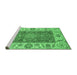 Sideview of Machine Washable Abstract Emerald Green Modern Area Rugs, wshabs3718emgrn