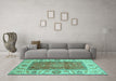 Machine Washable Abstract Turquoise Modern Area Rugs in a Living Room,, wshabs3718turq