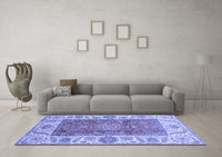 Machine Washable Abstract Blue Modern Rug, wshabs3718blu