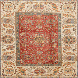 Square Abstract Red Modern Rug, abs3718