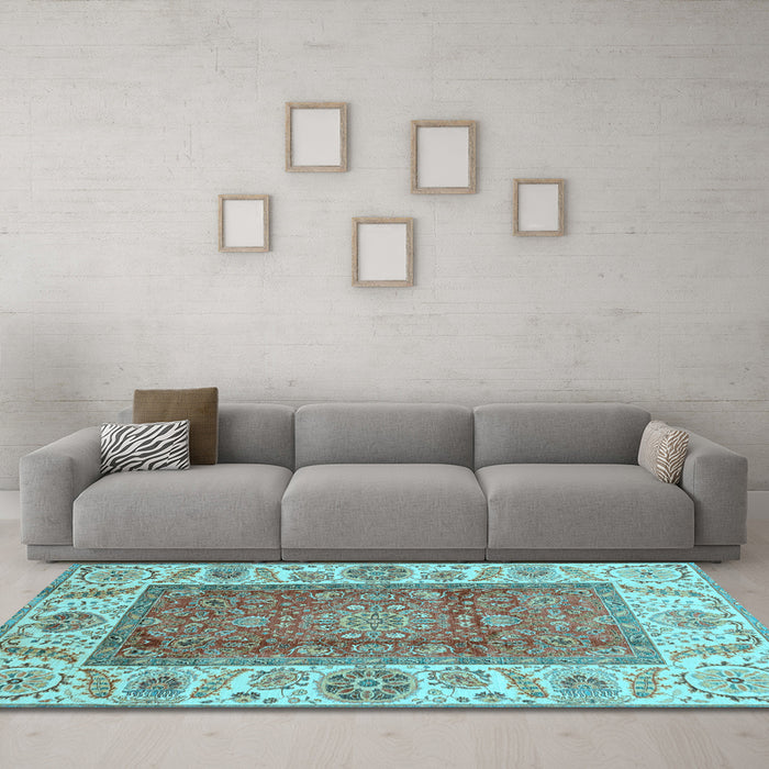 Machine Washable Abstract Light Blue Modern Rug in a Living Room, wshabs3718lblu
