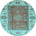 Round Machine Washable Abstract Light Blue Modern Rug, wshabs3718lblu