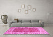 Machine Washable Abstract Pink Modern Rug in a Living Room, wshabs3718pnk