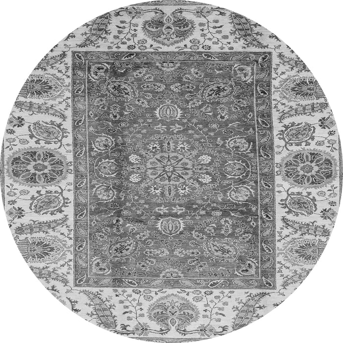 Round Machine Washable Abstract Gray Modern Rug, wshabs3718gry