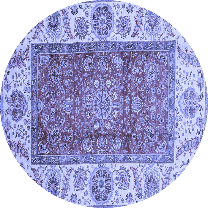 Round Abstract Blue Modern Rug, abs3718blu