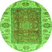 Round Abstract Green Modern Rug, abs3718grn