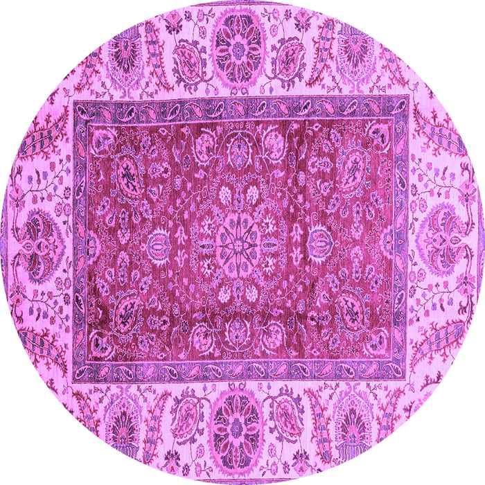 Round Abstract Purple Modern Rug, abs3718pur
