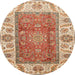 Round Machine Washable Abstract Red Rug, wshabs3718