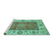 Sideview of Machine Washable Abstract Turquoise Modern Area Rugs, wshabs3718turq