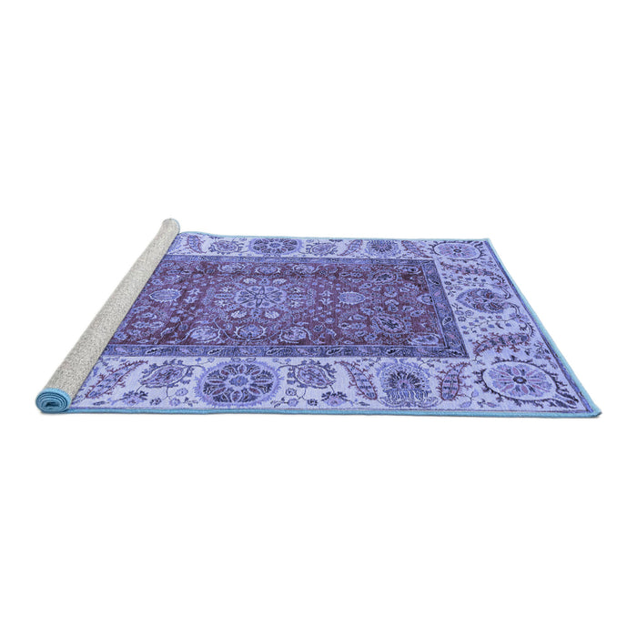 Sideview of Machine Washable Abstract Blue Modern Rug, wshabs3718blu
