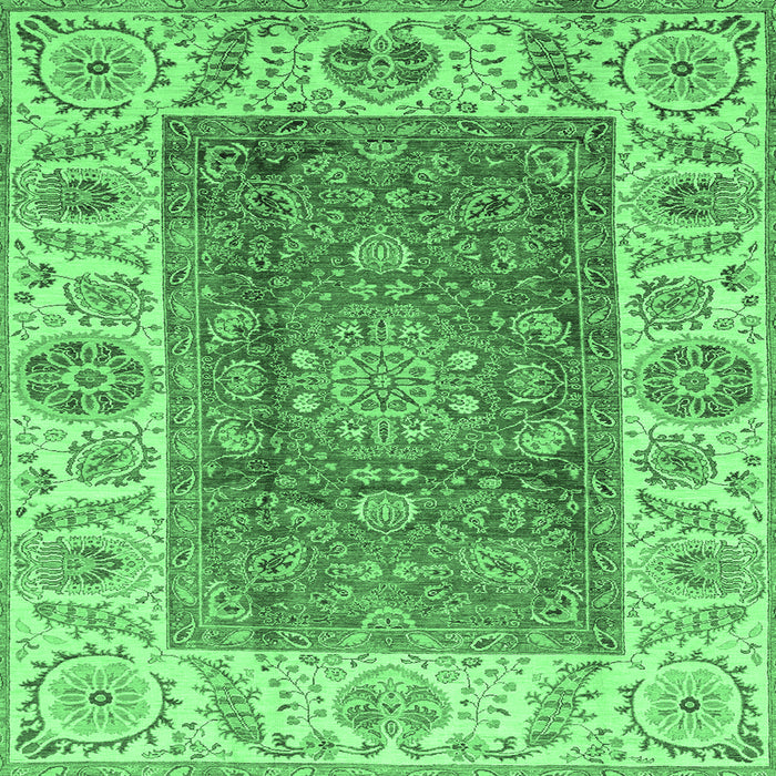 Square Abstract Emerald Green Modern Rug, abs3718emgrn