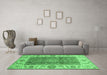 Machine Washable Abstract Emerald Green Modern Area Rugs in a Living Room,, wshabs3718emgrn