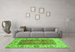 Machine Washable Abstract Green Modern Area Rugs in a Living Room,, wshabs3718grn