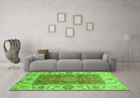 Machine Washable Abstract Green Modern Rug, wshabs3718grn