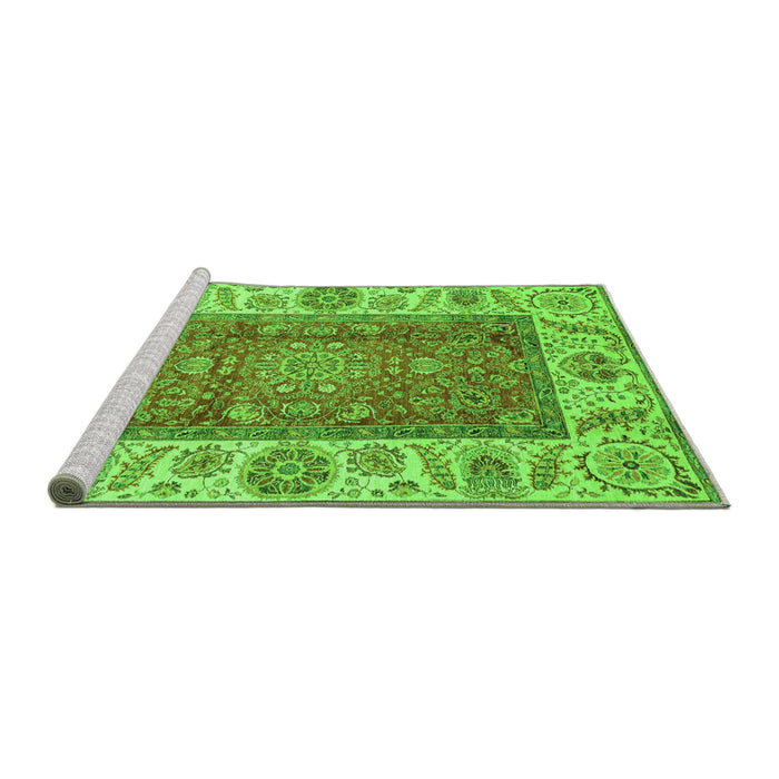 Sideview of Machine Washable Abstract Green Modern Area Rugs, wshabs3718grn