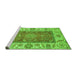 Sideview of Machine Washable Abstract Green Modern Area Rugs, wshabs3718grn