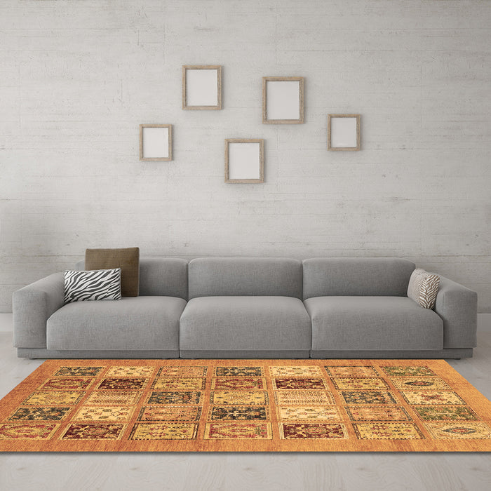 Machine Washable Abstract Brown Modern Rug in a Living Room,, wshabs3719brn