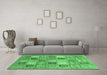 Machine Washable Abstract Emerald Green Modern Area Rugs in a Living Room,, wshabs3719emgrn