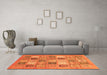 Machine Washable Abstract Orange Modern Area Rugs in a Living Room, wshabs3719org