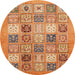 Round Abstract Orange Modern Rug, abs3719