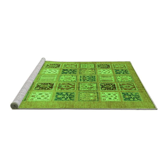 Sideview of Machine Washable Abstract Green Modern Area Rugs, wshabs3719grn