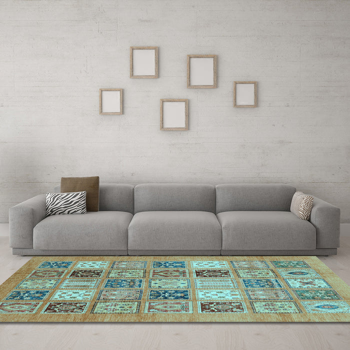 Machine Washable Abstract Light Blue Modern Rug in a Living Room, wshabs3719lblu