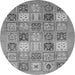 Round Machine Washable Abstract Gray Modern Rug, wshabs3719gry