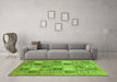 Machine Washable Abstract Green Modern Area Rugs in a Living Room,, wshabs3719grn