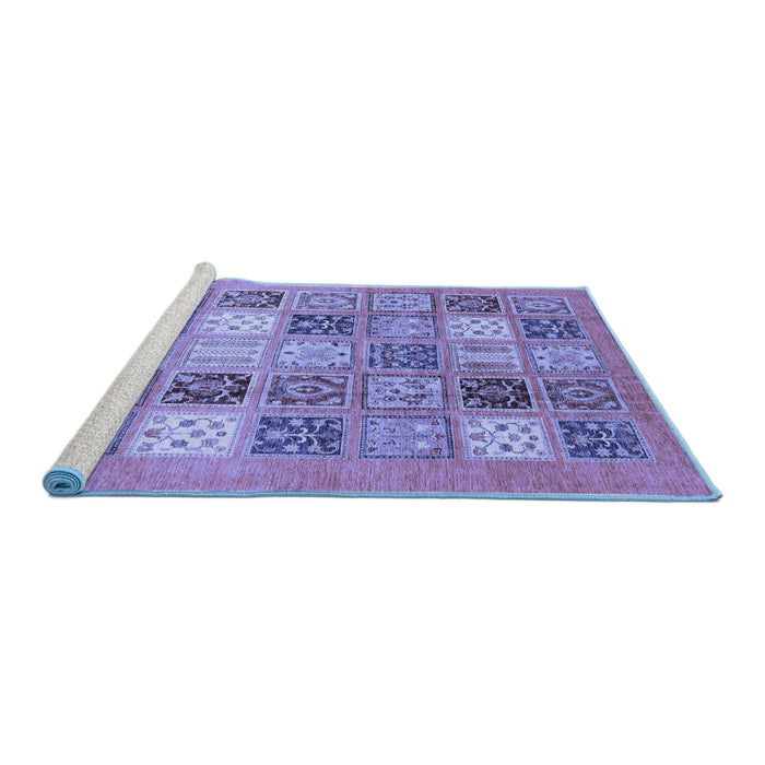 Sideview of Machine Washable Abstract Blue Modern Rug, wshabs3719blu