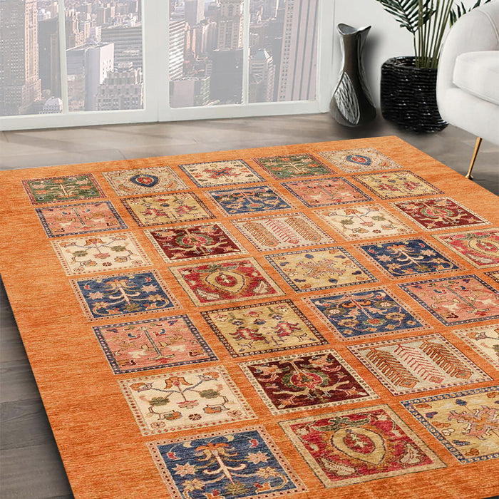Abstract Orange Modern Rug in Family Room, abs3719
