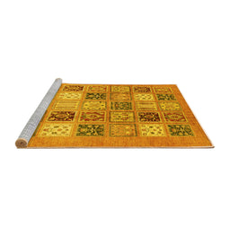 Sideview of Machine Washable Abstract Yellow Modern Rug, wshabs3719yw
